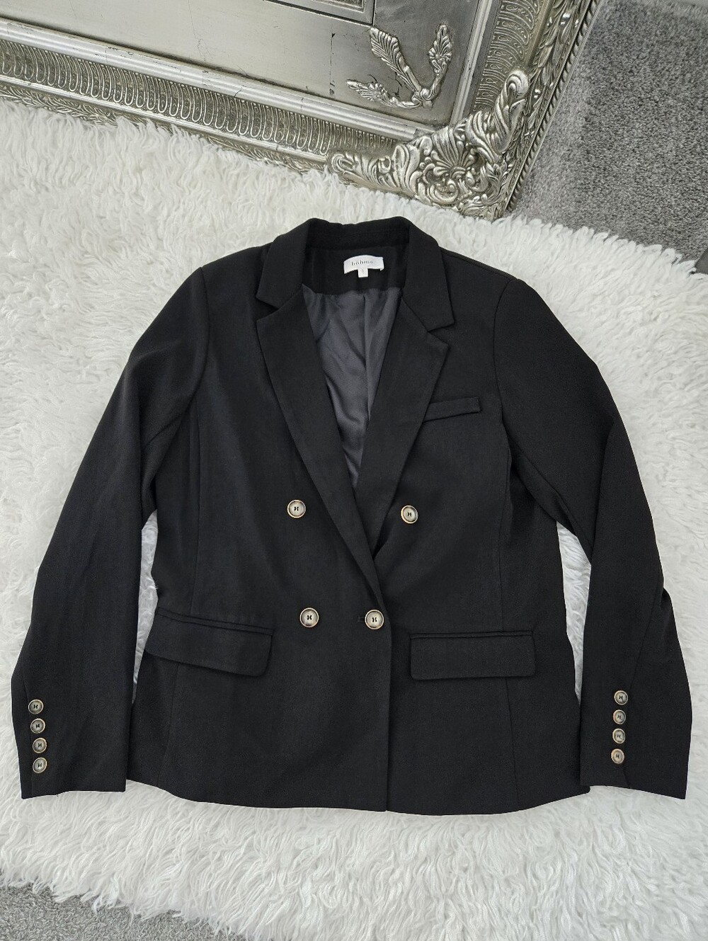 Bohme double-breasted black blazer. Black. Size small.